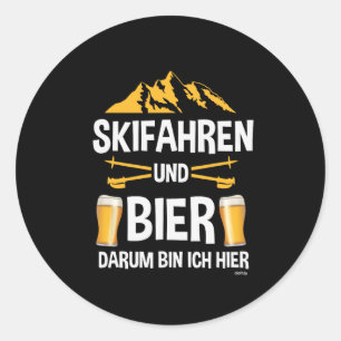 Skiën en bier Après-ski feestkostuum Winter Sp Ronde Sticker
