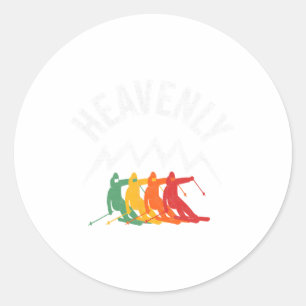 Skiën Heavenly California Retro Skiën Lake Tahoe C Ronde Sticker