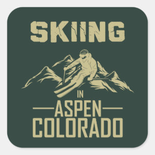 Skiën in Aspen, Colorado Vierkante Sticker