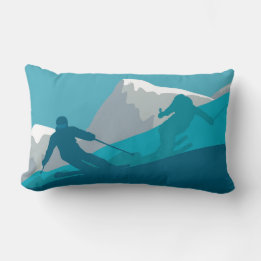 Skiën in bergen - Abstracte illustratie van kieren Kussen