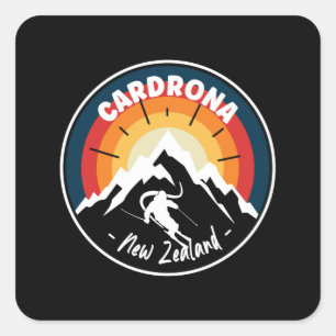Skiën in de Vintage van Cardrona in Nieuw-Zeeland Vierkante Sticker