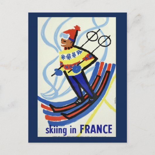 skiën in Frankrijk Travel Briefkaart (Voorkant)