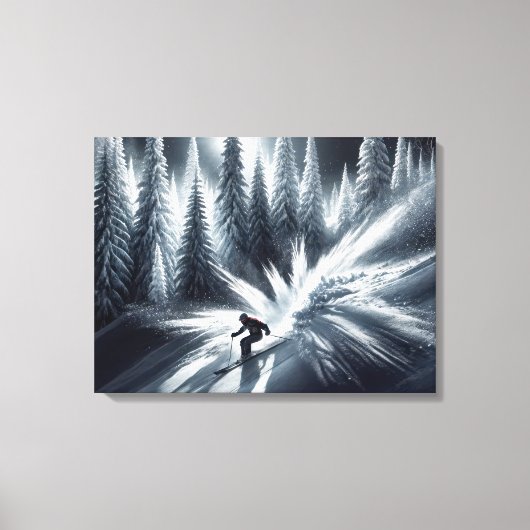 Skiën in het maanlicht canvas afdruk (Voorkant)