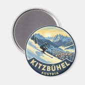 Skiën in Kitzbuhel Oostenrijk Magneet (Voorkant / Achterkant)