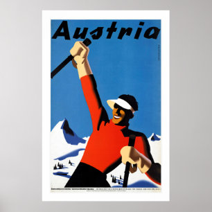 Skiën in Poster voor reizen in Oostenrijk