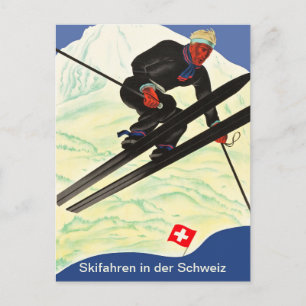 Skiën in Zwitserland Briefkaart