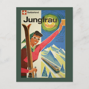 skiën in Zwitserland Travel Briefkaart
