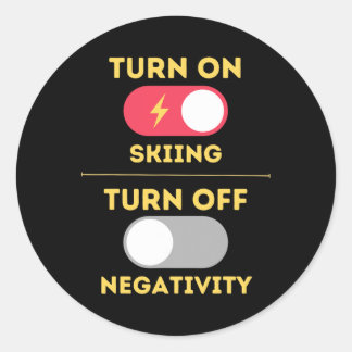 Skiën inschakelen Negativiteit uitzetten Sneeuwpis Ronde Sticker