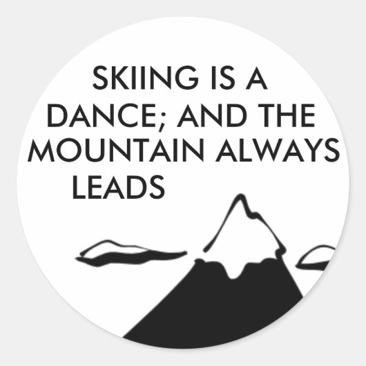 Skiën is een dans ronde sticker (Voorkant)