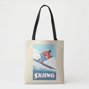 Skiën is geloven retro print draagtas