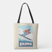 Skiën is geloven retro print draagtas (Achterkant)