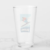 Skiën is geloven retro print glas (Achterkant)