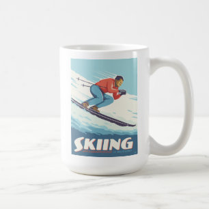 Skiën is geloven retro print koffiemok