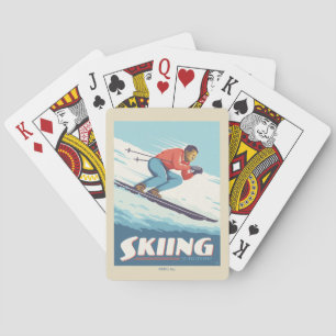 Skiën is geloven retro print pokerkaarten