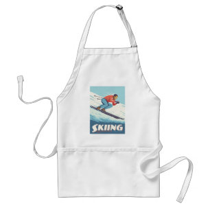 Skiën is geloven retro print standaard schort