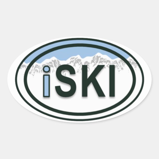 Skiën iSKI Oval Mountain Label Stickers (Voorkant)