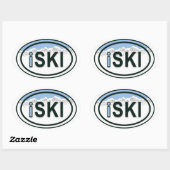 Skiën iSKI Oval Mountain Label Stickers (Vel)