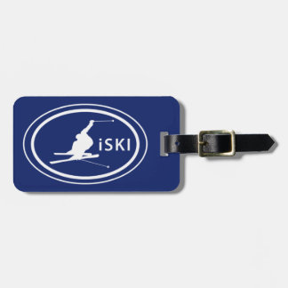 Skiën iSKI Silhouette Skier Oval Mountain Label Bagagelabel