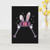 Skiën konijn met skistokken en skibril kaart (Gele Bloem)