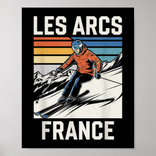 Skiën Les Arcs Frankrijk, Frans bergskiën Fun T- Poster