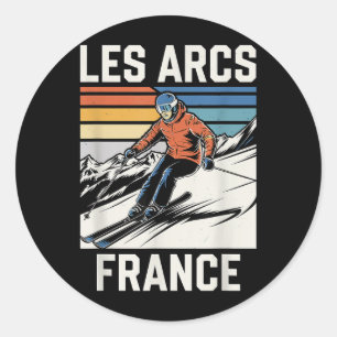 Skiën Les Arcs Frankrijk, Frans bergskiën Fun T- Ronde Sticker