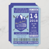 SKIËN LIFT TICKET BAR Bat Mitswa Uitnodiging (Voorkant / Achterkant)