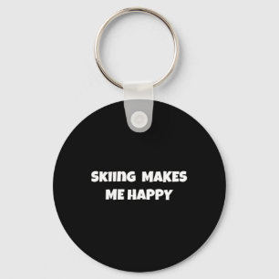 Skiën maken me blij ontwerp voor mannen en vrouwen sleutelhanger