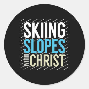 Skiën met Jezus Ronde Sticker