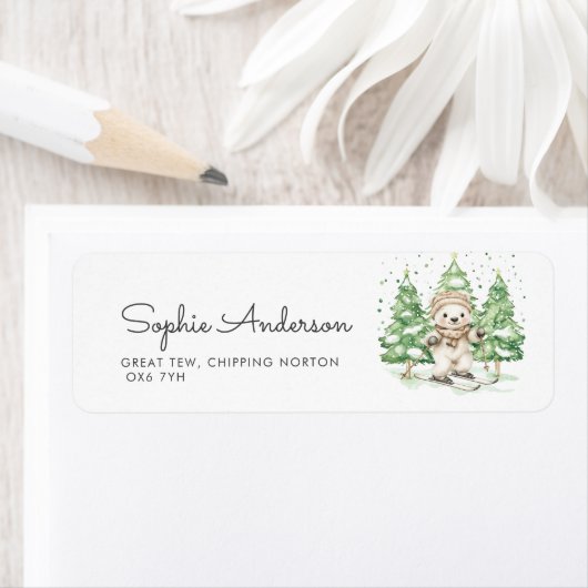 Skiën naar ouderschap Winter Baby shower Adres Etiket (Insitu)