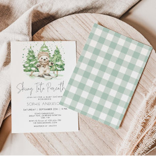 Skiën naar ouderschap Winter Baby shower Kaart