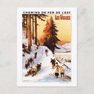 Skiën op het Poster Vosges Briefkaart