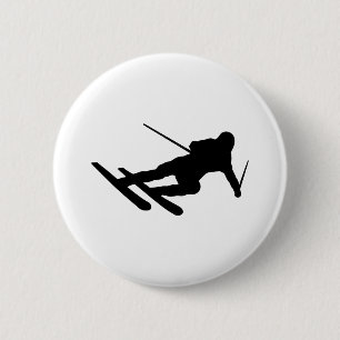 skiën over de bergskier ronde button 5,7 cm