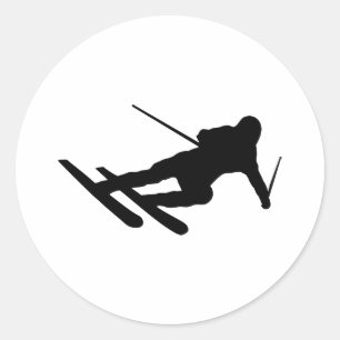 skiën over de bergskier ronde sticker