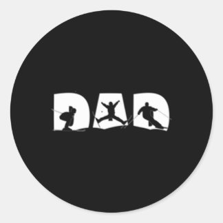 Skiën papa papa die skiën papa ronde sticker
