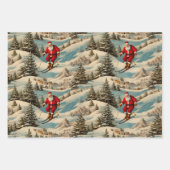 Skiën Retro Santa Inpakpapier Vel (Voorkant 3)