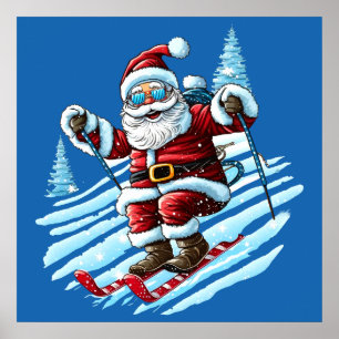 Skiën Santa Poster