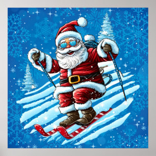 Skiën Santa Poster