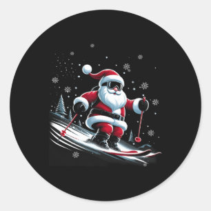 Skiën Sinterklaas Kerstski Winter Sport X-ma Ronde Sticker