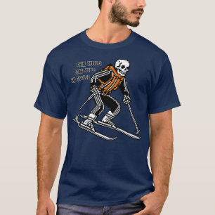 Skiën Skelet Chill Thrills Bot Morsen Ski Gigg T-shirt