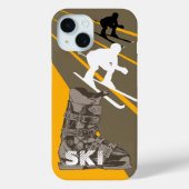 Skiën Ski Boot Bruin iPhone Case (Achterkant)