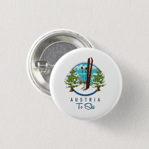 Skien, ski poster logo. ronde button 3,2 cm