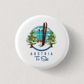 Skien, ski poster logo. ronde button 3,2 cm (Voorkant)