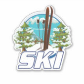 Skien, ski poster logo. sticker (Voorkant)