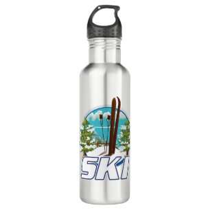 Skien, ski poster logo. waterfles 