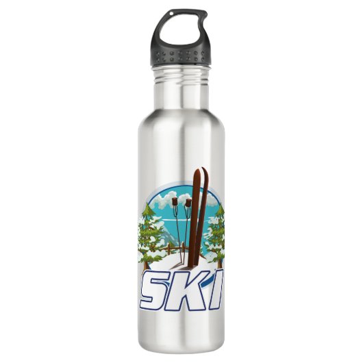 Skien, ski poster logo. waterfles  (Voorkant)