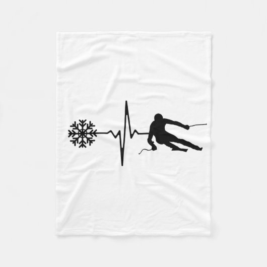 Skiën - Skiën Heartbeat Skier Gift Fleece Deken (Voorkant)