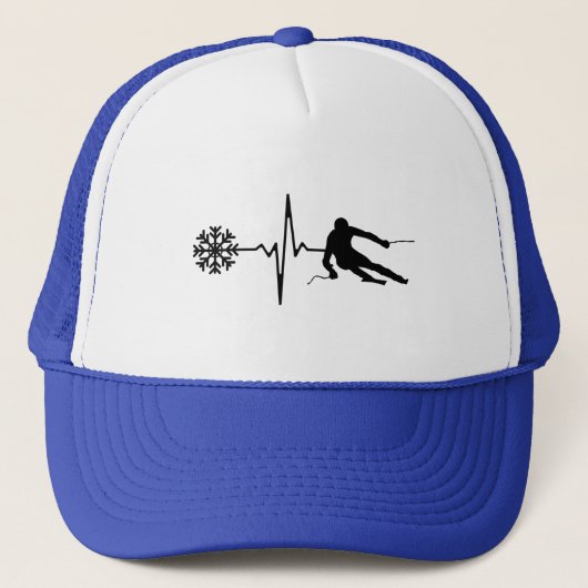 Skiën - Skiën Heartbeat Skier Gift Trucker Pet (Voorkant)