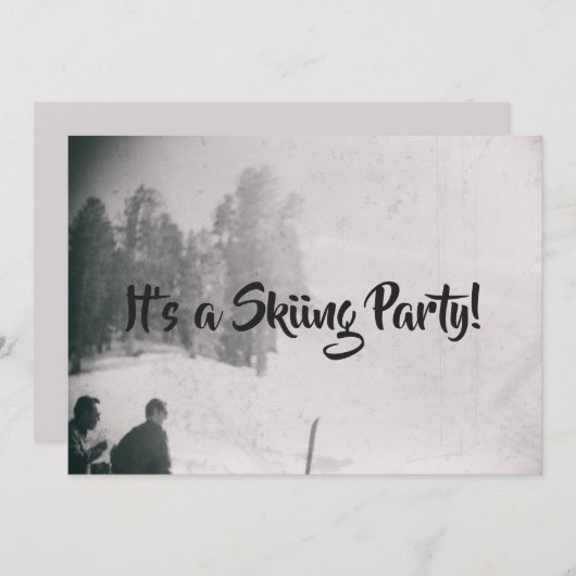 Skiën Skihelling Party Retro Snow Mountain Kaart (Voorkant / Achterkant)