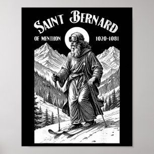 Skiën Skiloper Beschermheilige Sint Bernard Vintag Poster