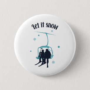 Skiën Skiloper Ski Retro Winter Laat het sneeuwen Ronde Button 5,7 Cm